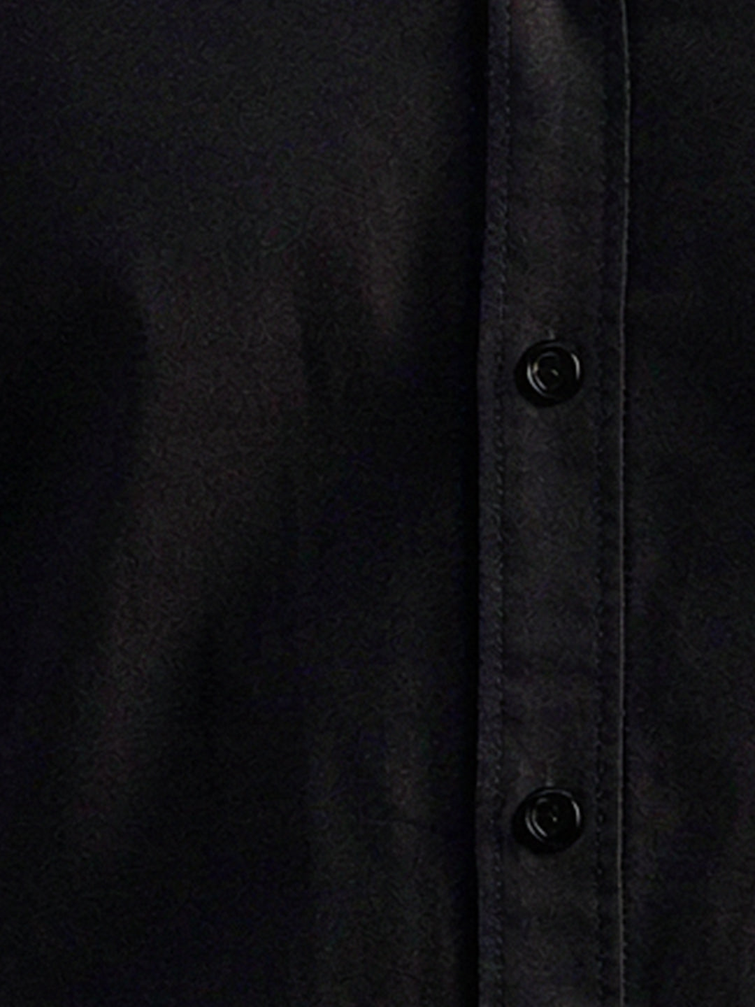 Solid Black Button-Down Casual Shirt