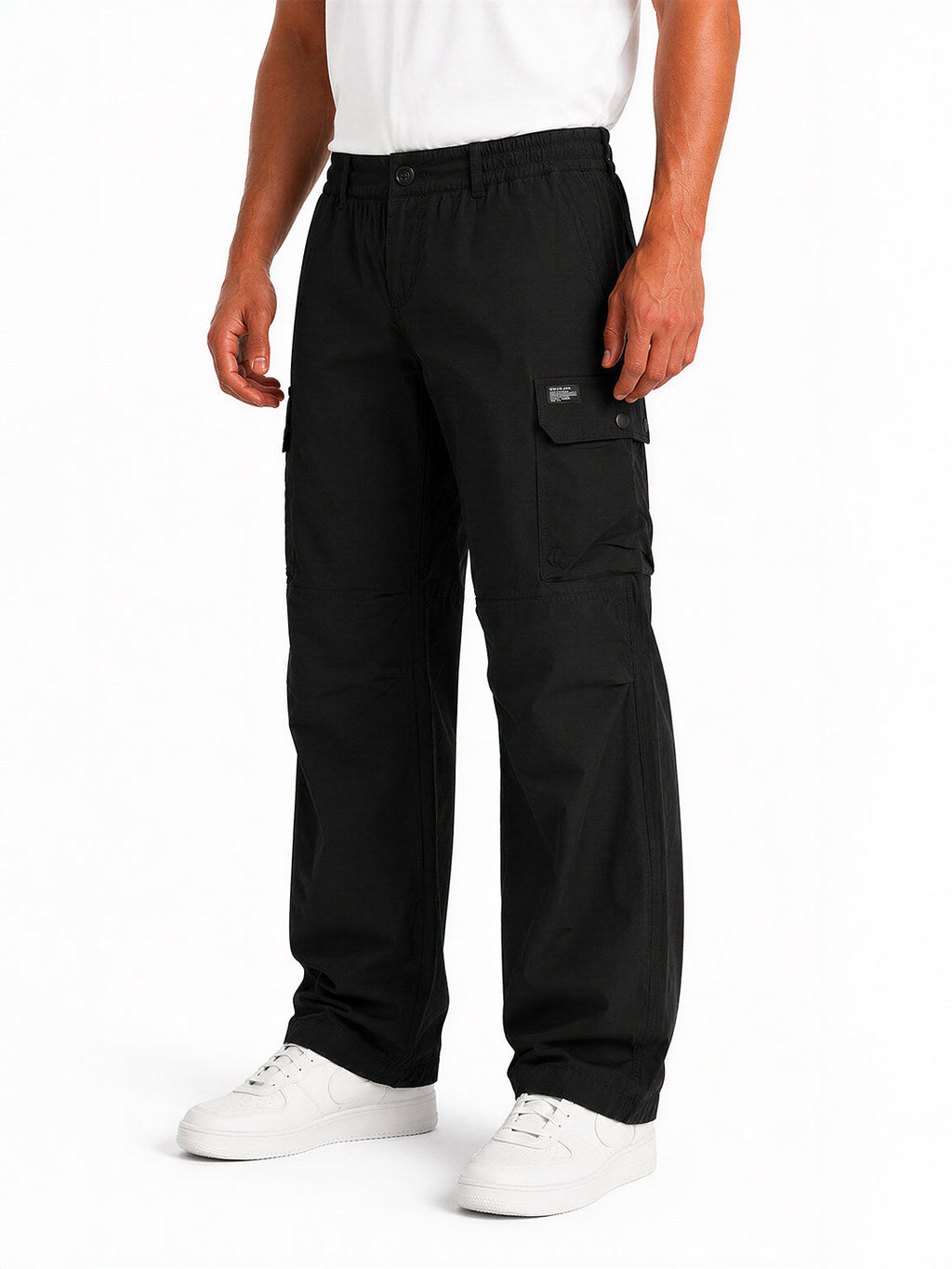 Solid Baggy Fit Cargo Pants