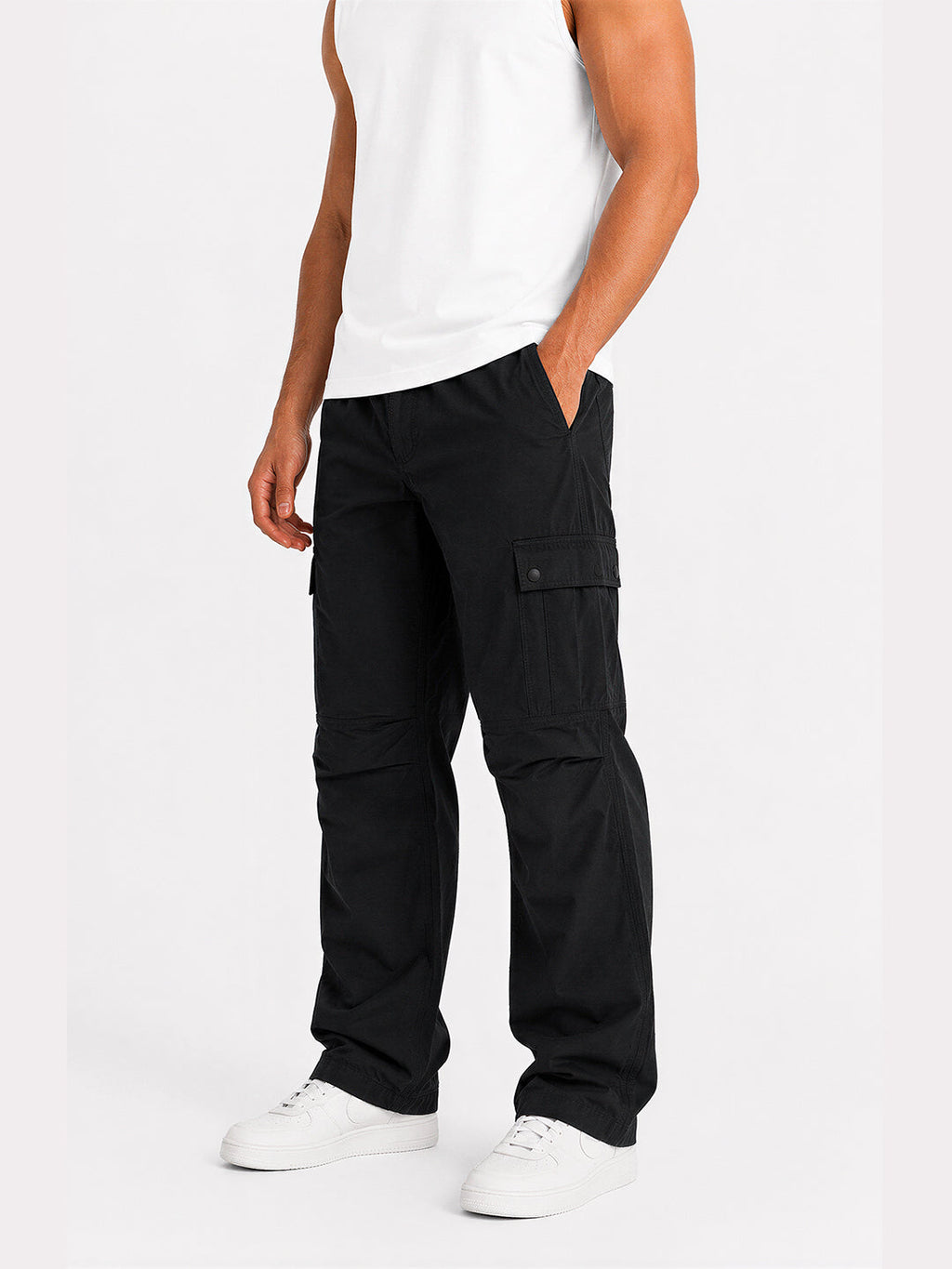Solid Baggy Fit Cargo Pants