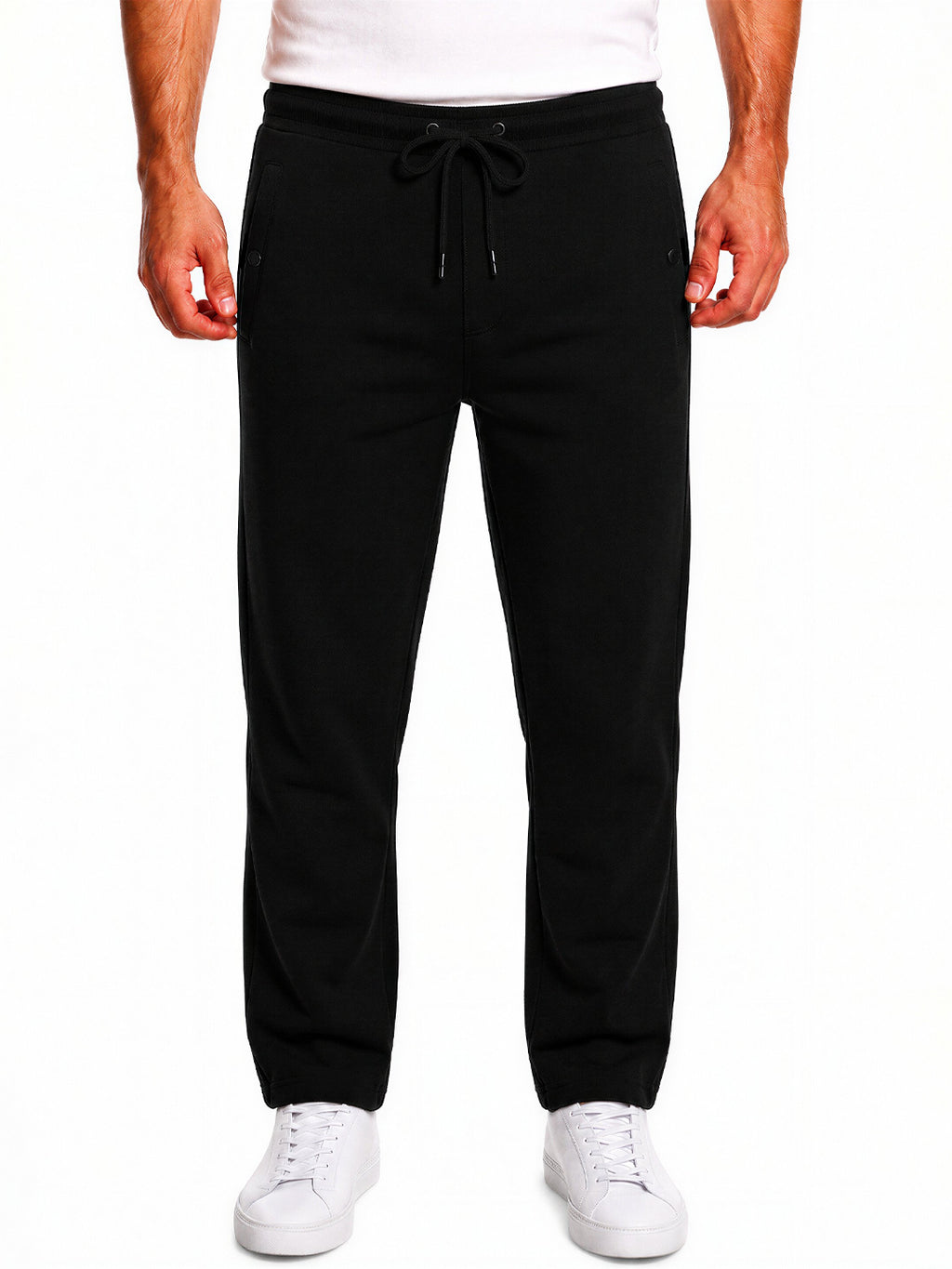Black Solid Knit Track Pants