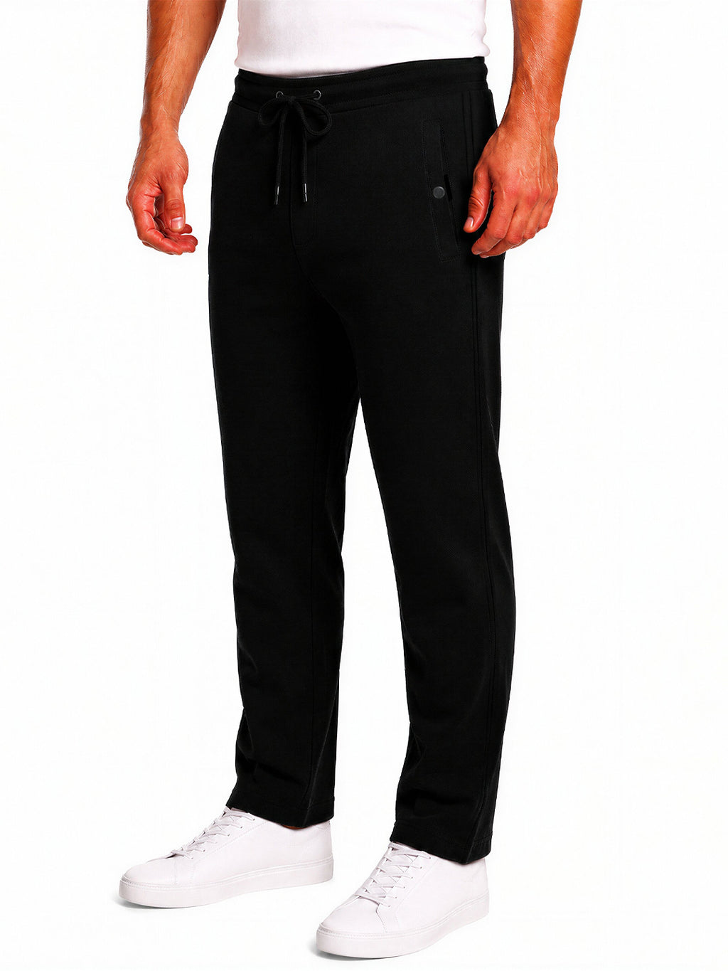 Black Solid Knit Track Pants