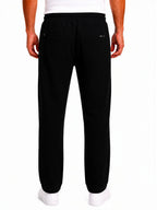 Black Solid Knit Track Pants