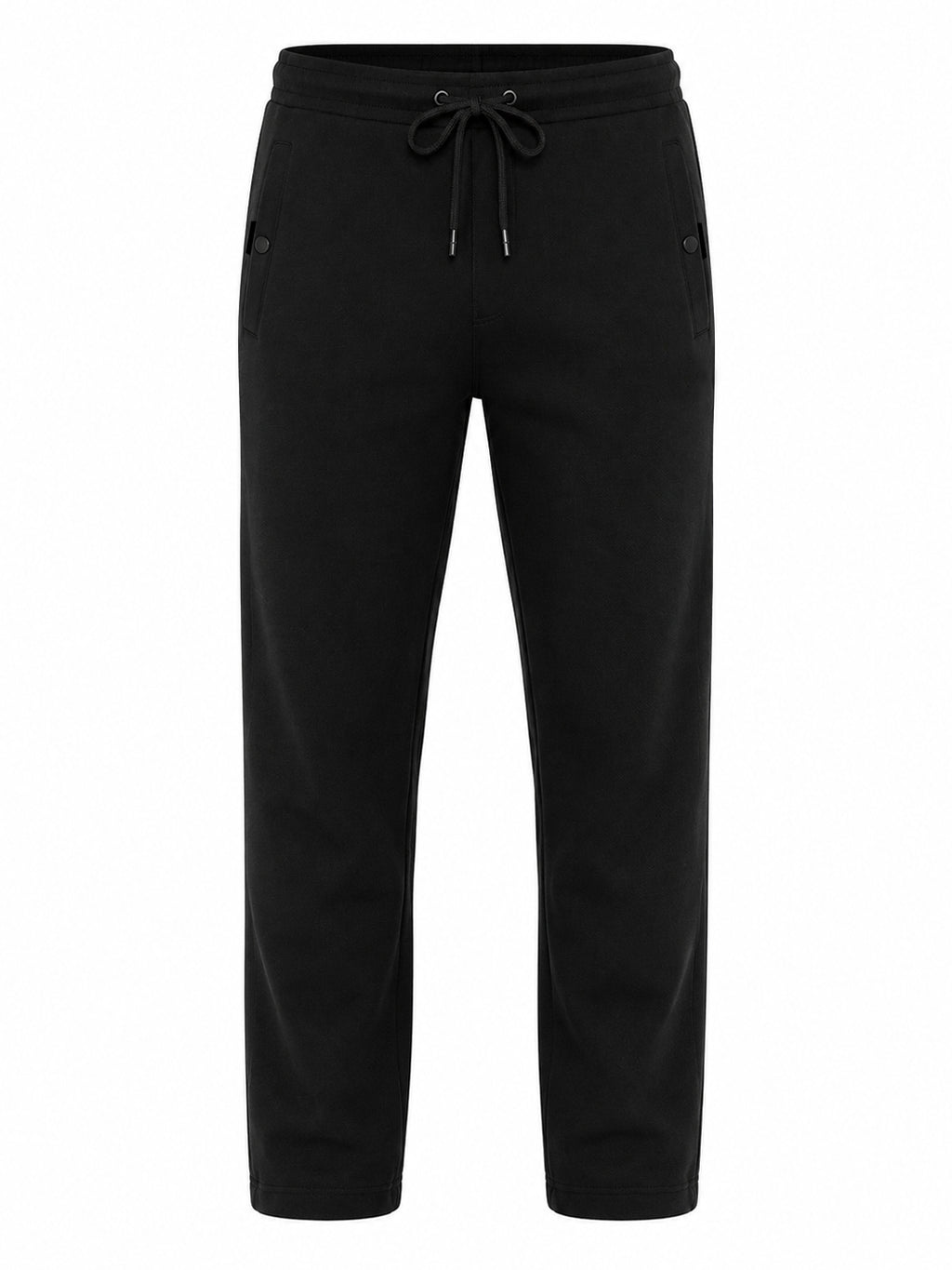 Black Solid Knit Track Pants