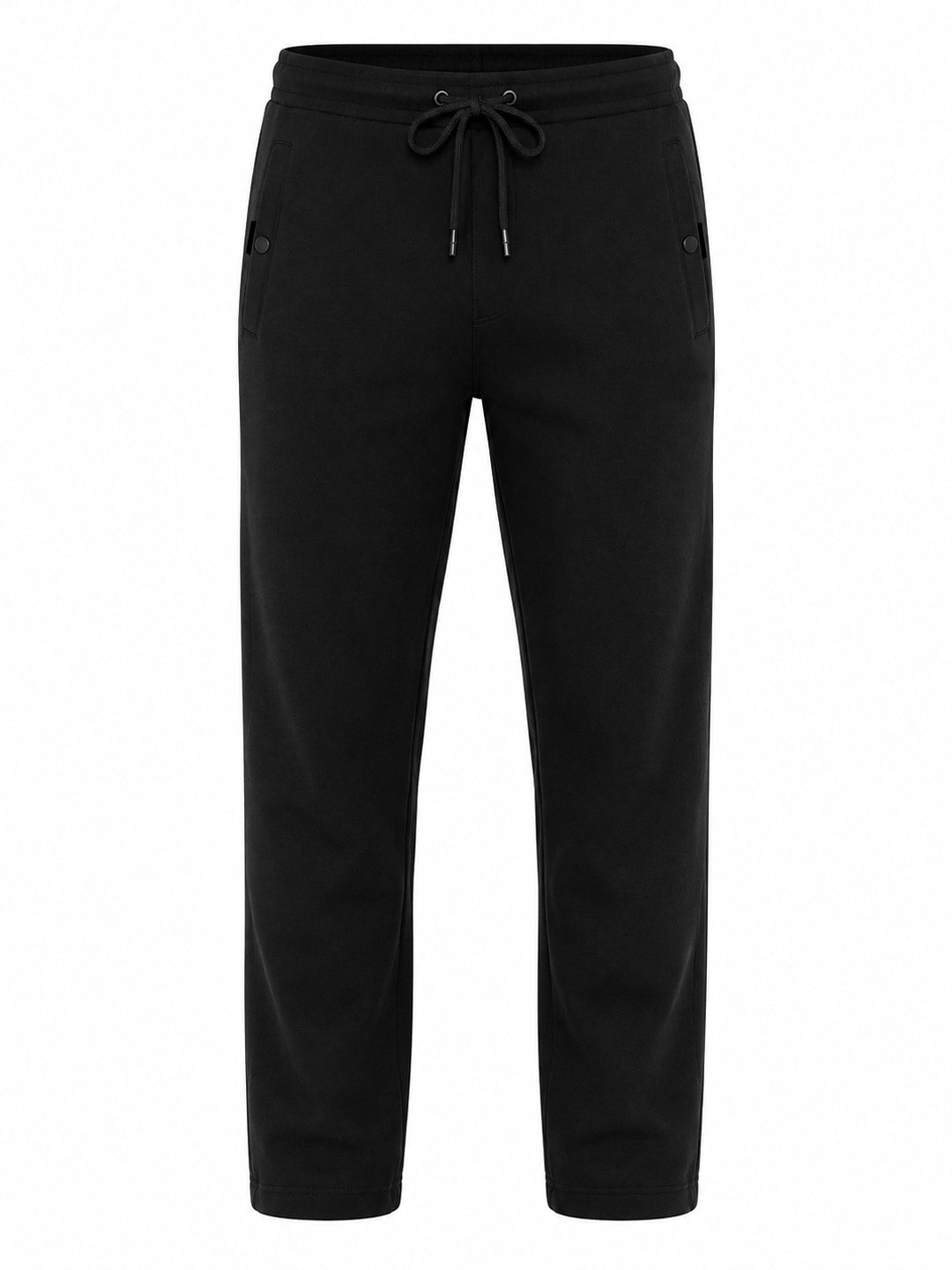 Black Solid Knit Track Pants