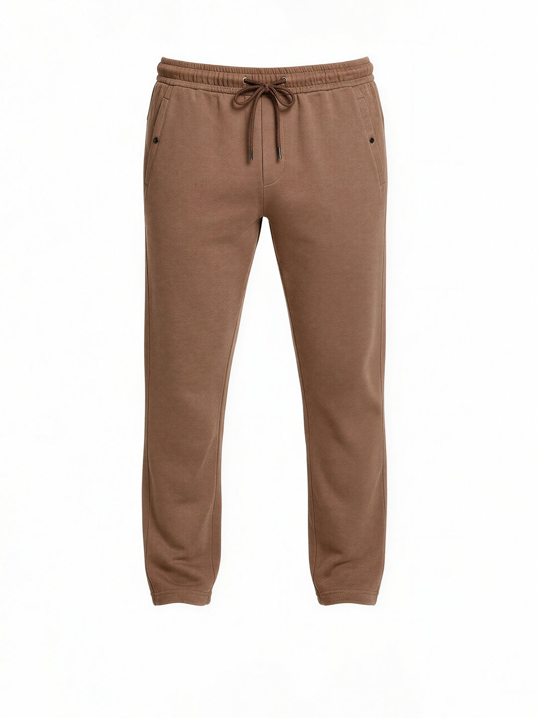Brown Solid Knit Track Pants Secondary image