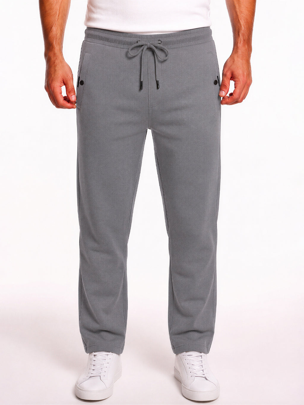 Light Grey Solid Knit Track Pants
