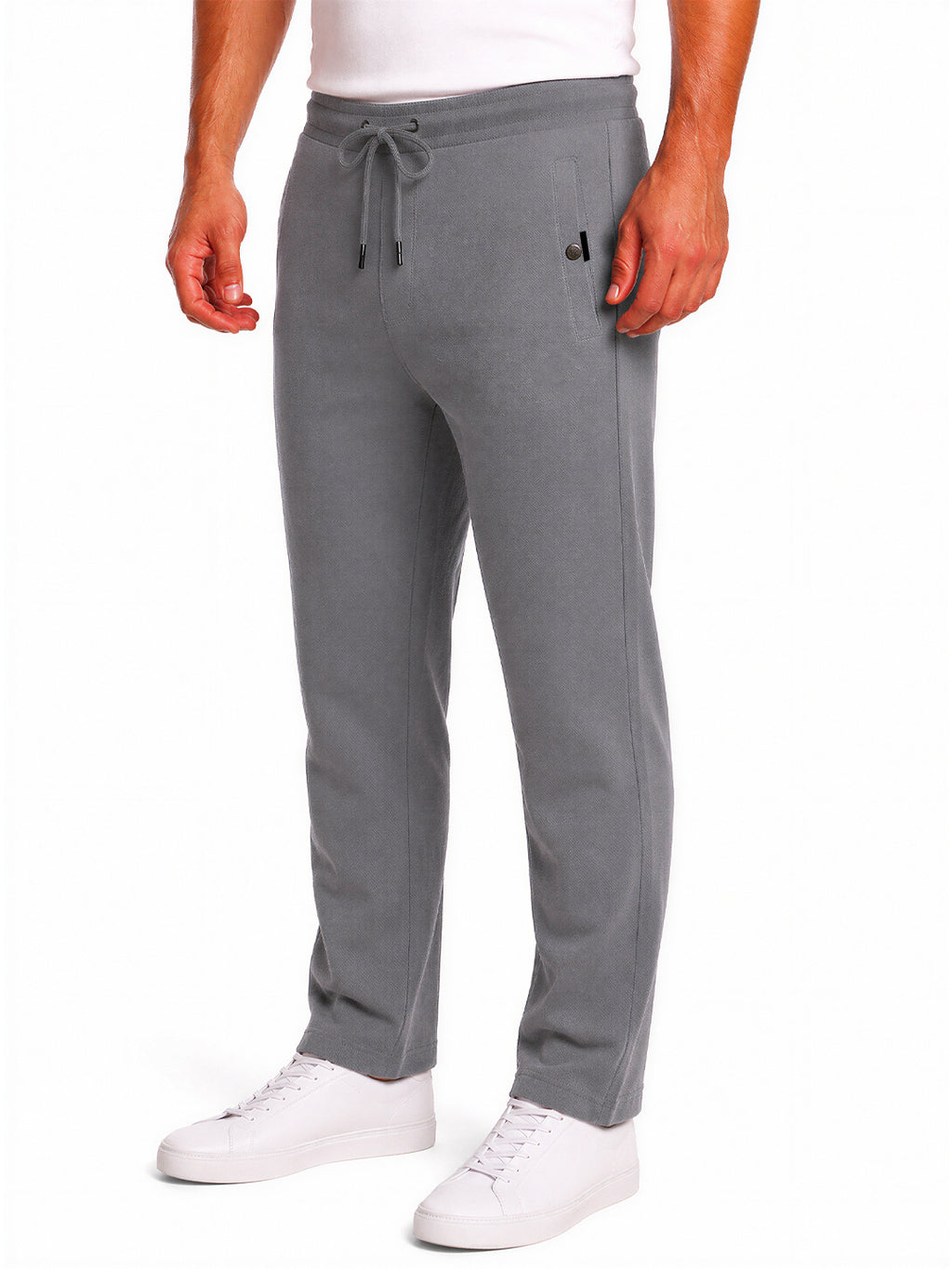Light Grey Solid Knit Track Pants