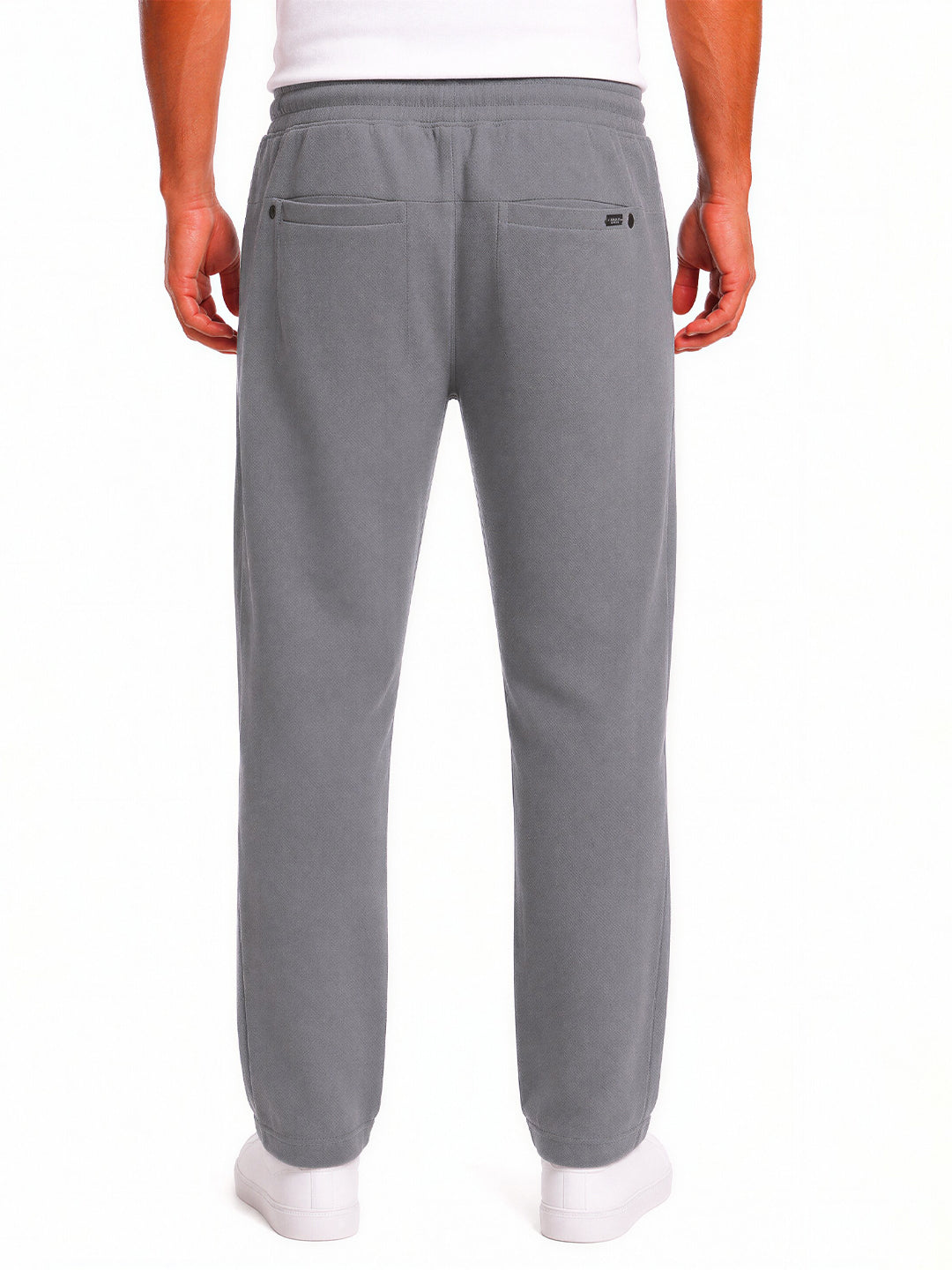 Light Grey Solid Knit Track Pants