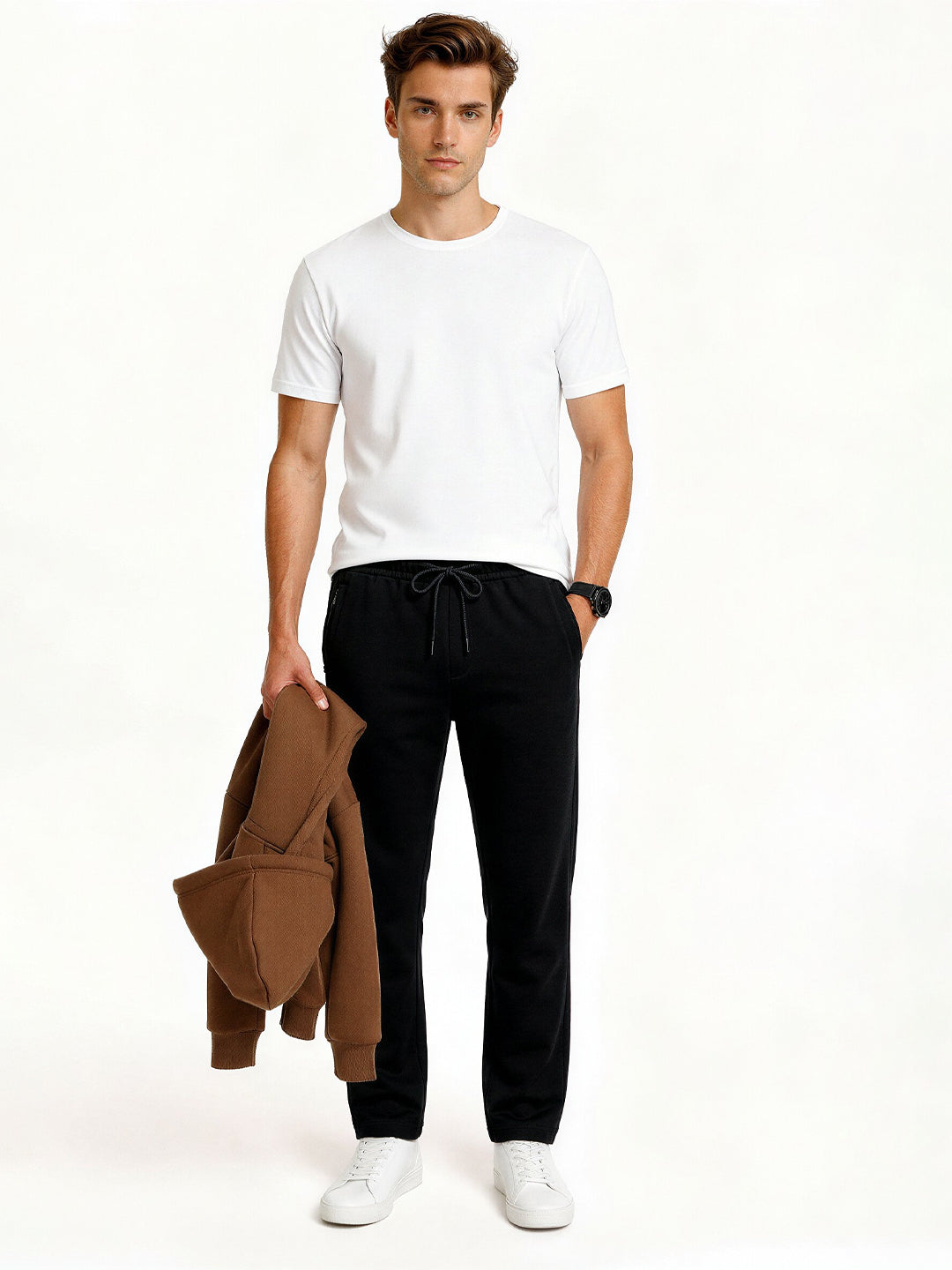 Black Essential Knit Track Pants Main image
