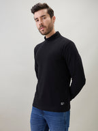 Men's Solid High Neck Full Sleeve Regular Fit T-Shirt