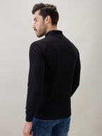 Men's Solid High Neck Full Sleeve Regular Fit T-Shirt