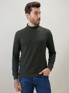 Men's Solid High Neck Full Sleeve Regular Fit T-Shirt