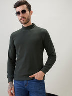 Men's Solid High Neck Full Sleeve Regular Fit T-Shirt