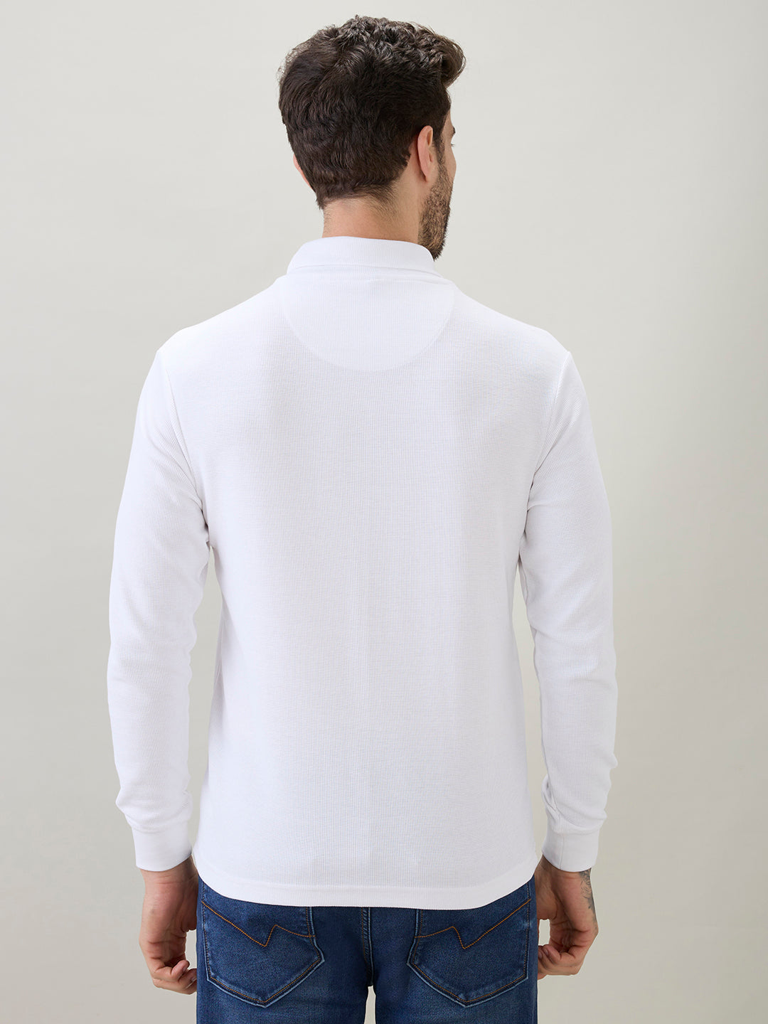 Men's Solid High Neck Full Sleeve Regular Fit T-Shirt