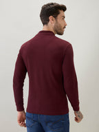 Men's Solid High Neck Full Sleeve Regular Fit T-Shirt
