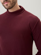 Men's Solid High Neck Full Sleeve Regular Fit T-Shirt