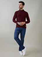 Men's Solid High Neck Full Sleeve Regular Fit T-Shirt