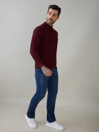 Men's Solid High Neck Full Sleeve Regular Fit T-Shirt