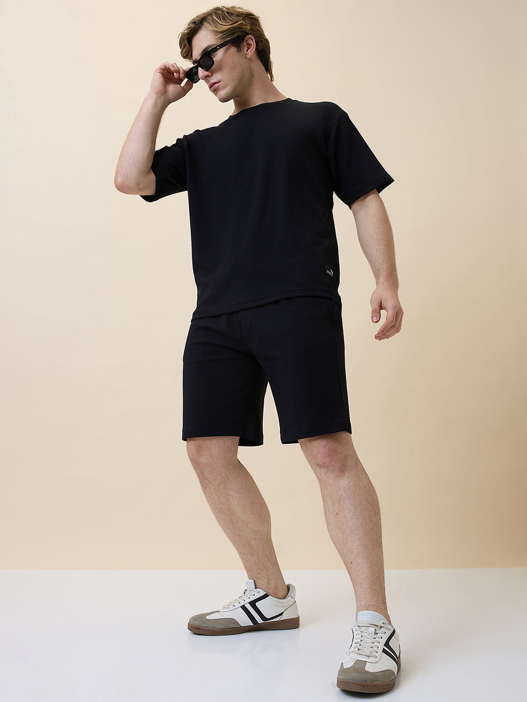 Men's Solid Round Neck Regular Fit Coordset