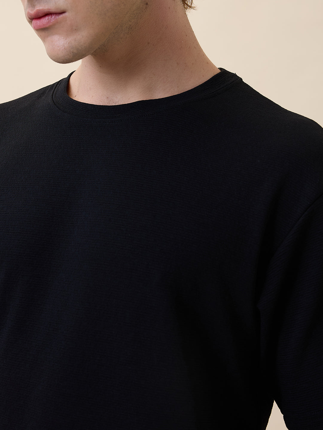 Men's Solid Round Neck Regular Fit Coordset