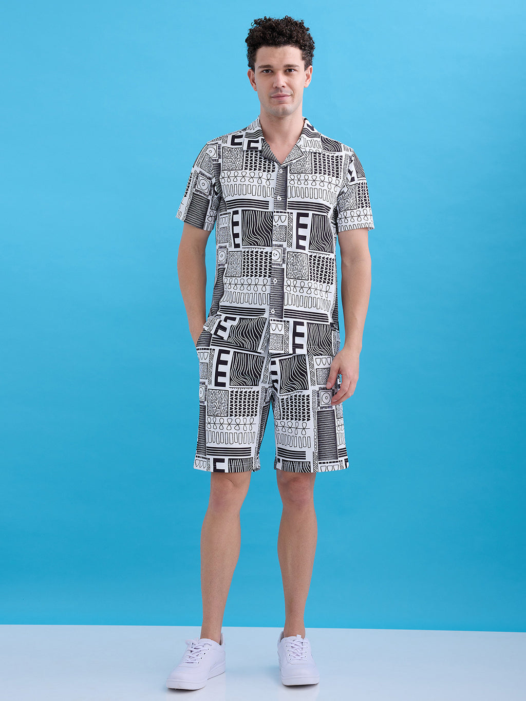 Men's Printed Polo Collar Regular Fit Coordset
