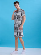 Men's Printed Polo Collar Regular Fit Coordset