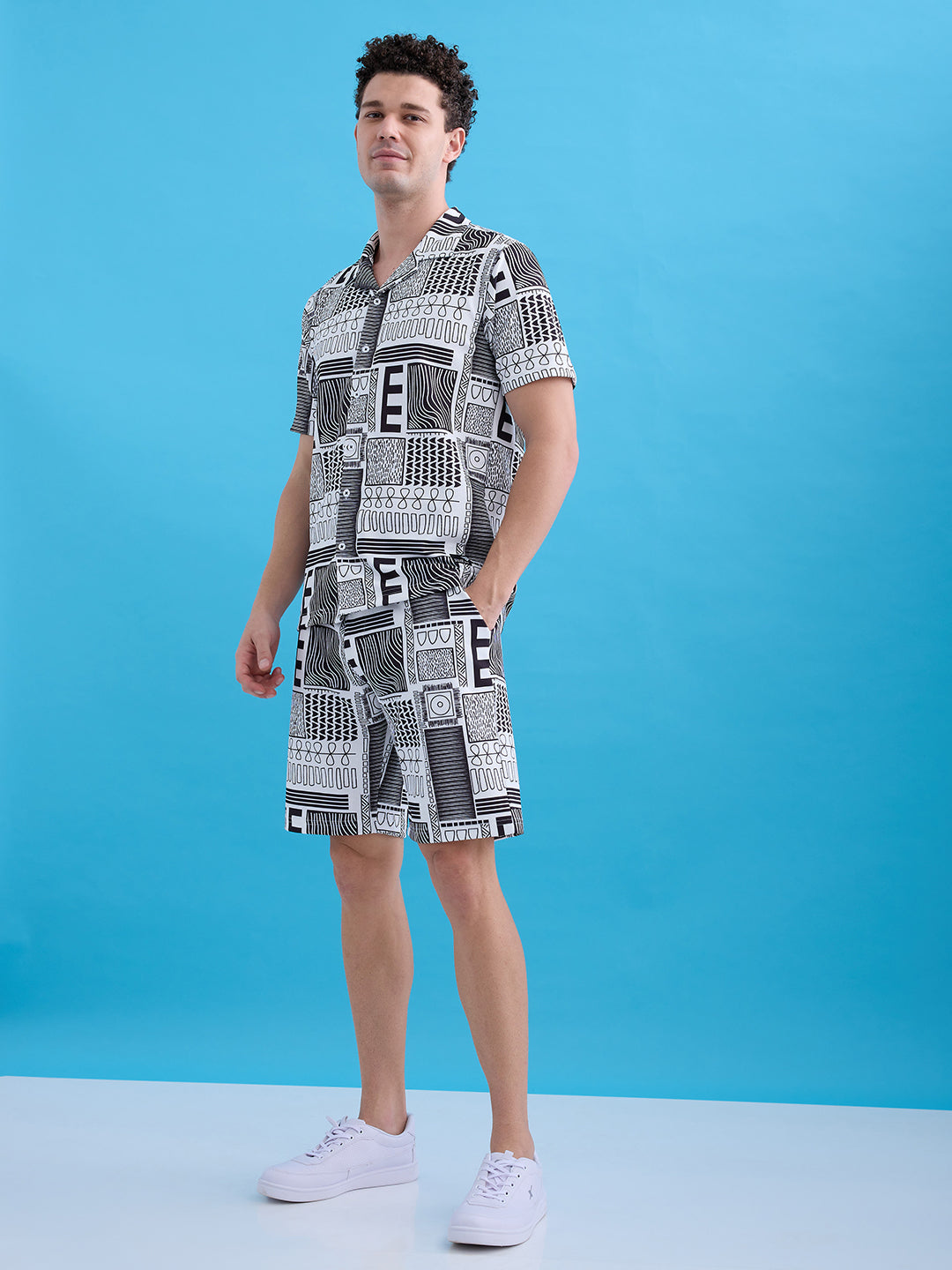 Men's Printed Polo Collar Regular Fit Coordset