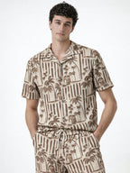 Brown Tropical Print Resort Co-ord Set
