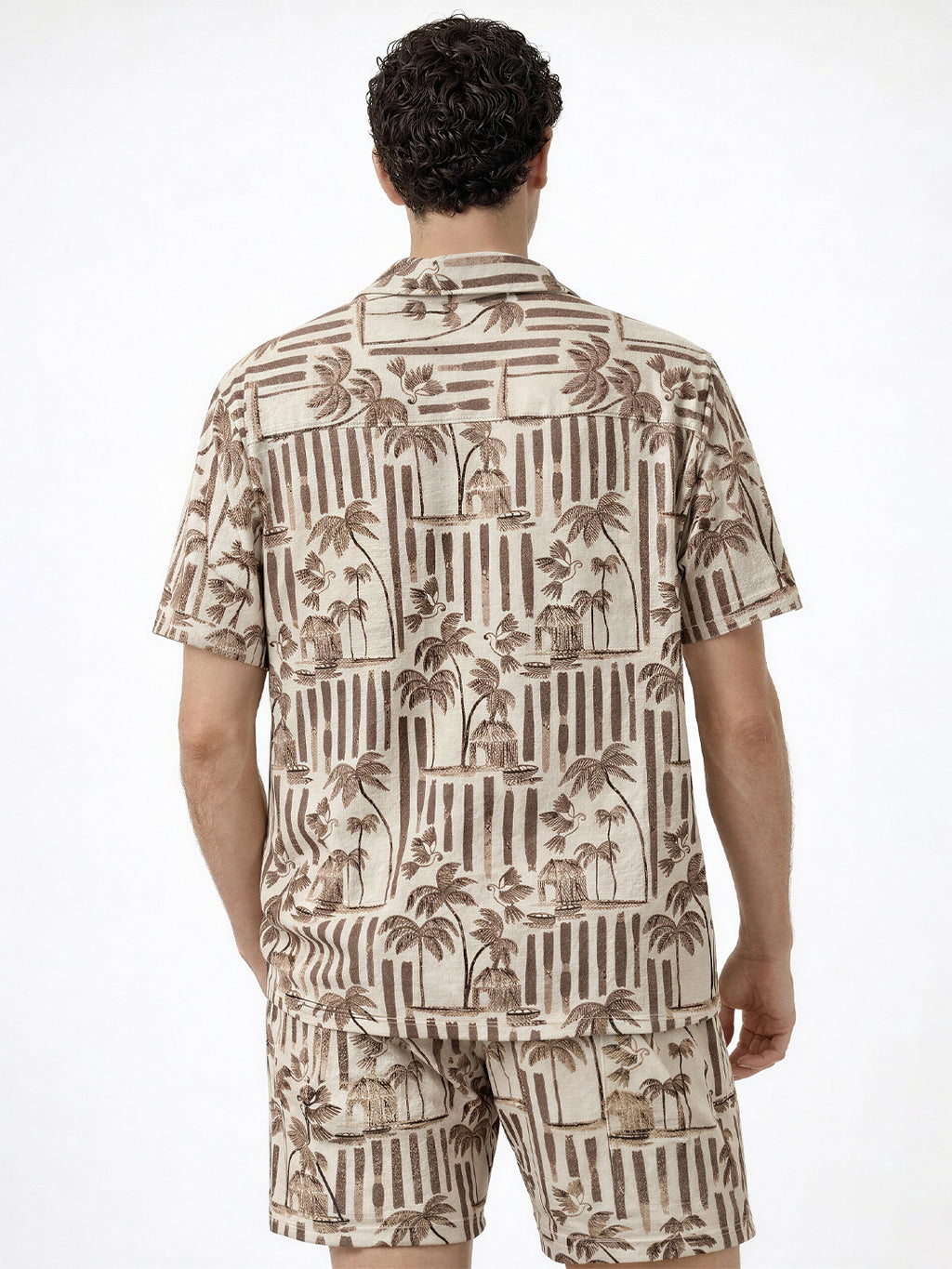Brown Tropical Print Resort Co-ord Set