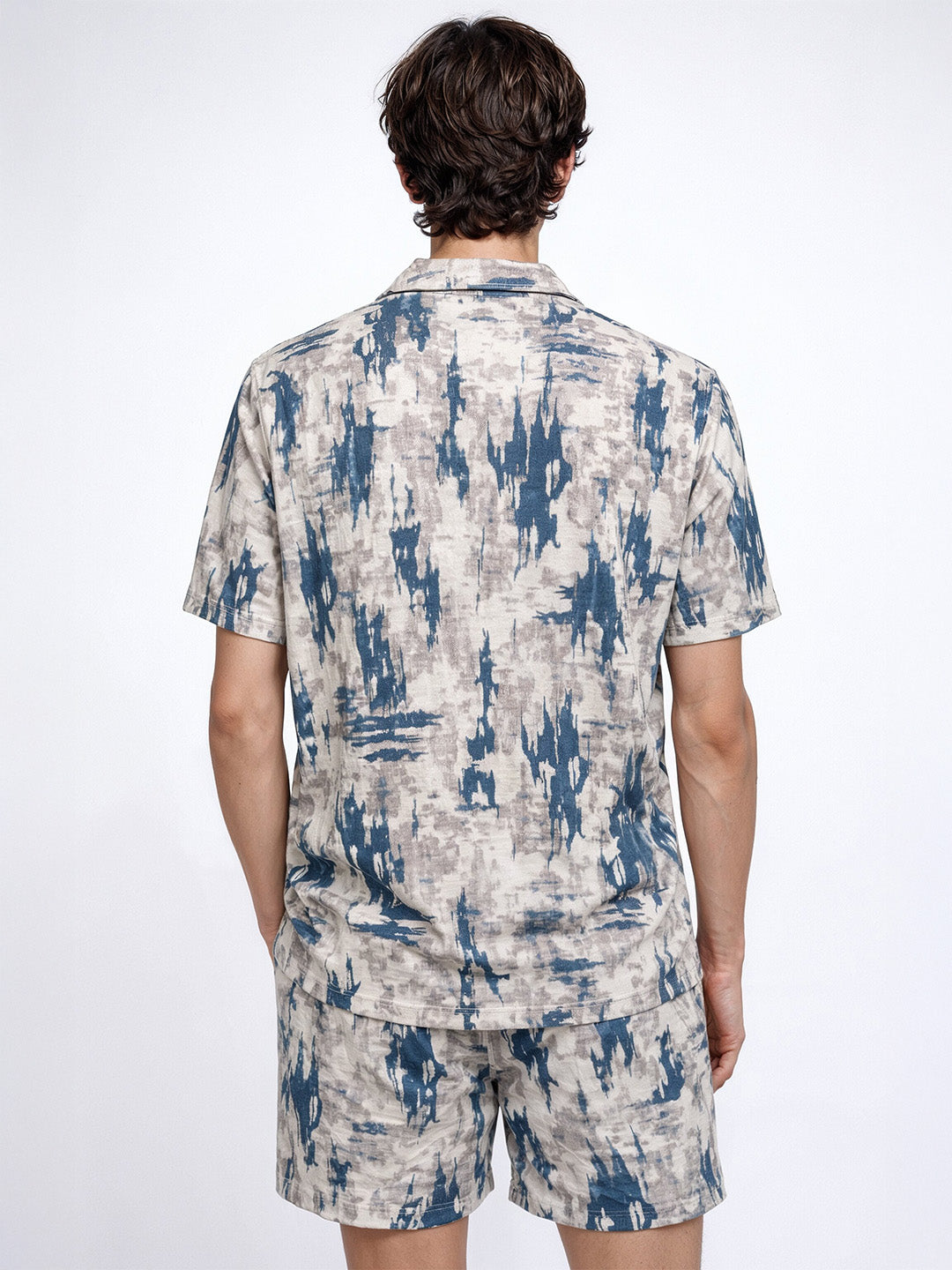 Abstract Print Shirt and Shorts Co-ord Set