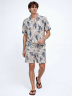 Abstract Print Shirt and Shorts Co-ord Set