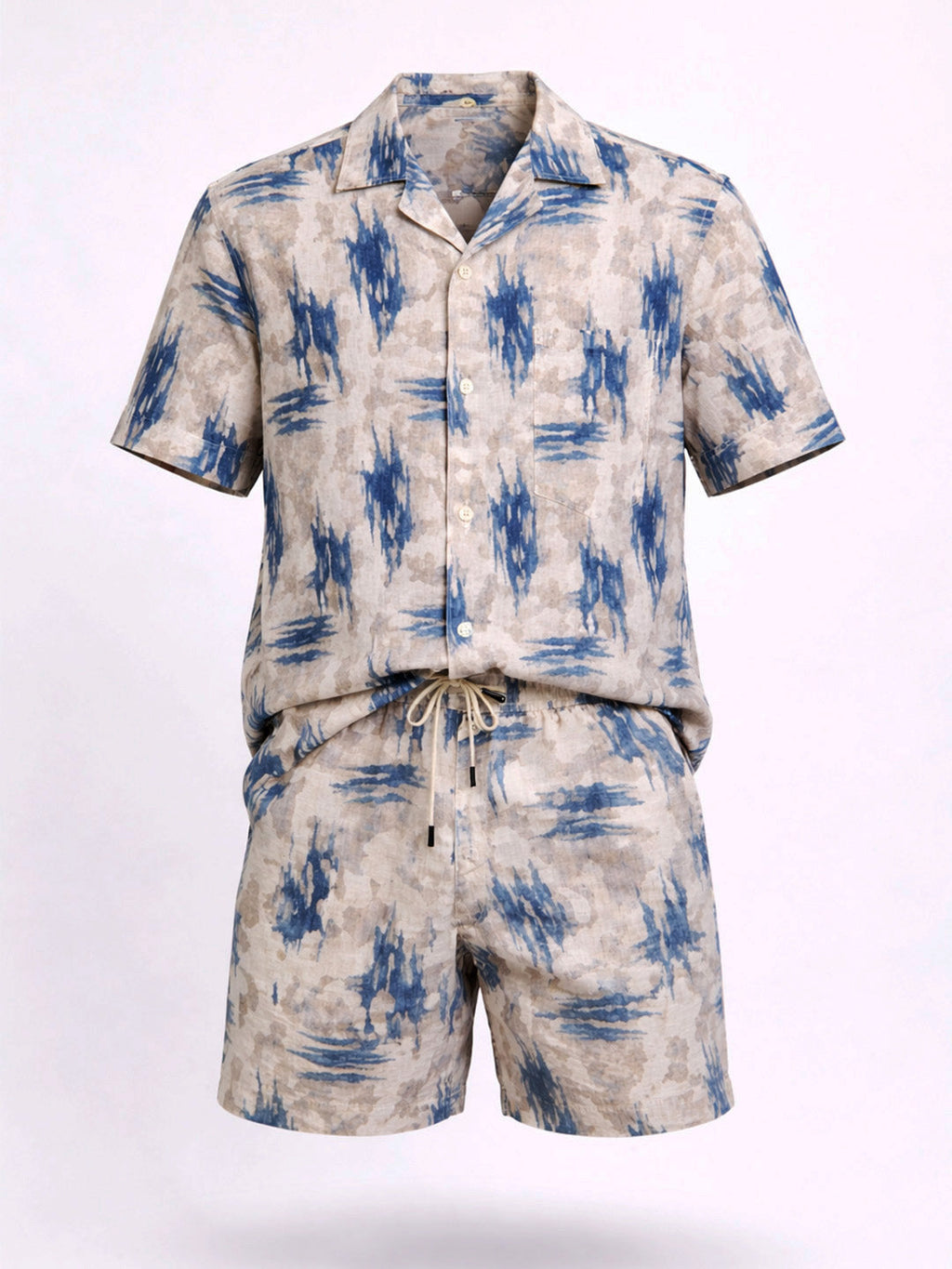 Abstract Print Shirt and Shorts Co-ord Set