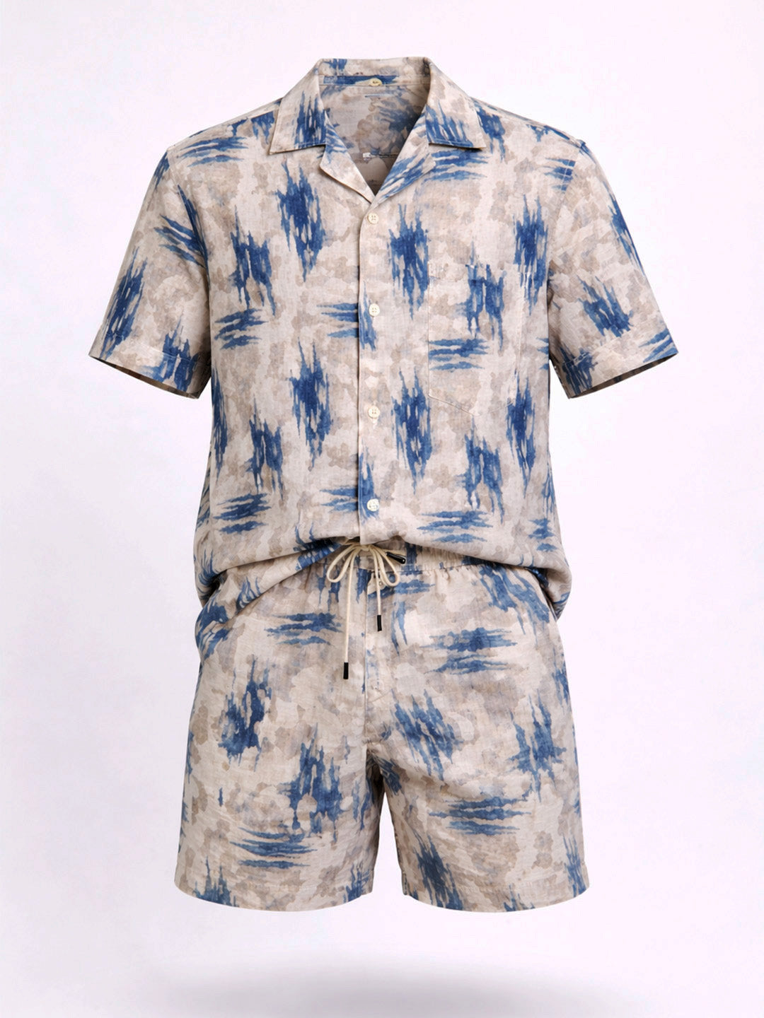 Abstract Print Shirt and Shorts Co-ord Set