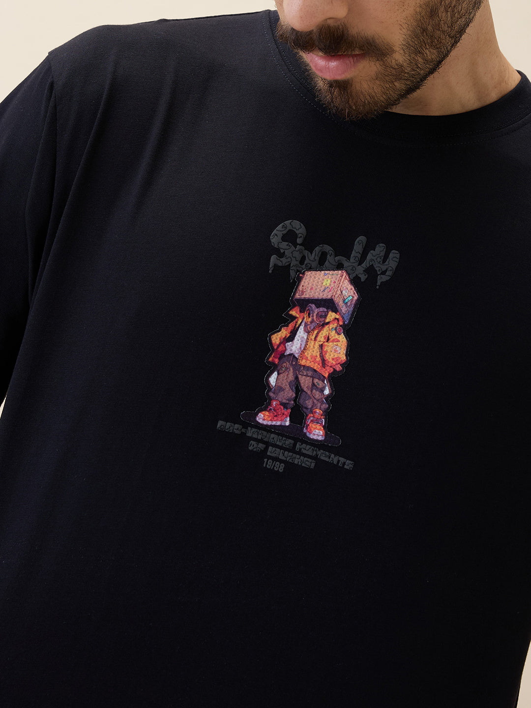 Men's Printed Round Neck Half Sleeves Oversized Tshirt