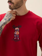 Mens Printed Round Neck Half Sleeves Oversized Tshirt