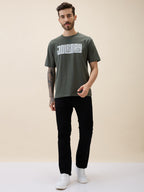 Men's Printed Round Neck Half Sleeves Oversized Tshirt
