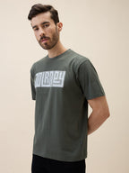 Men's Printed Round Neck Half Sleeves Oversized Tshirt