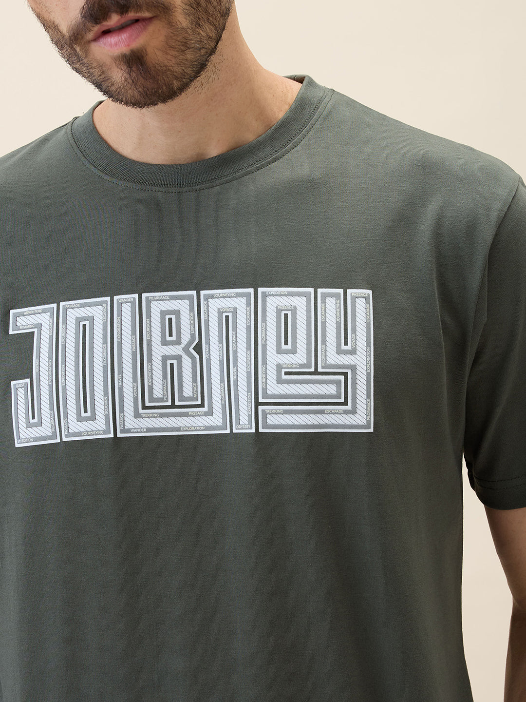 Men's Printed Round Neck Half Sleeves Oversized Tshirt