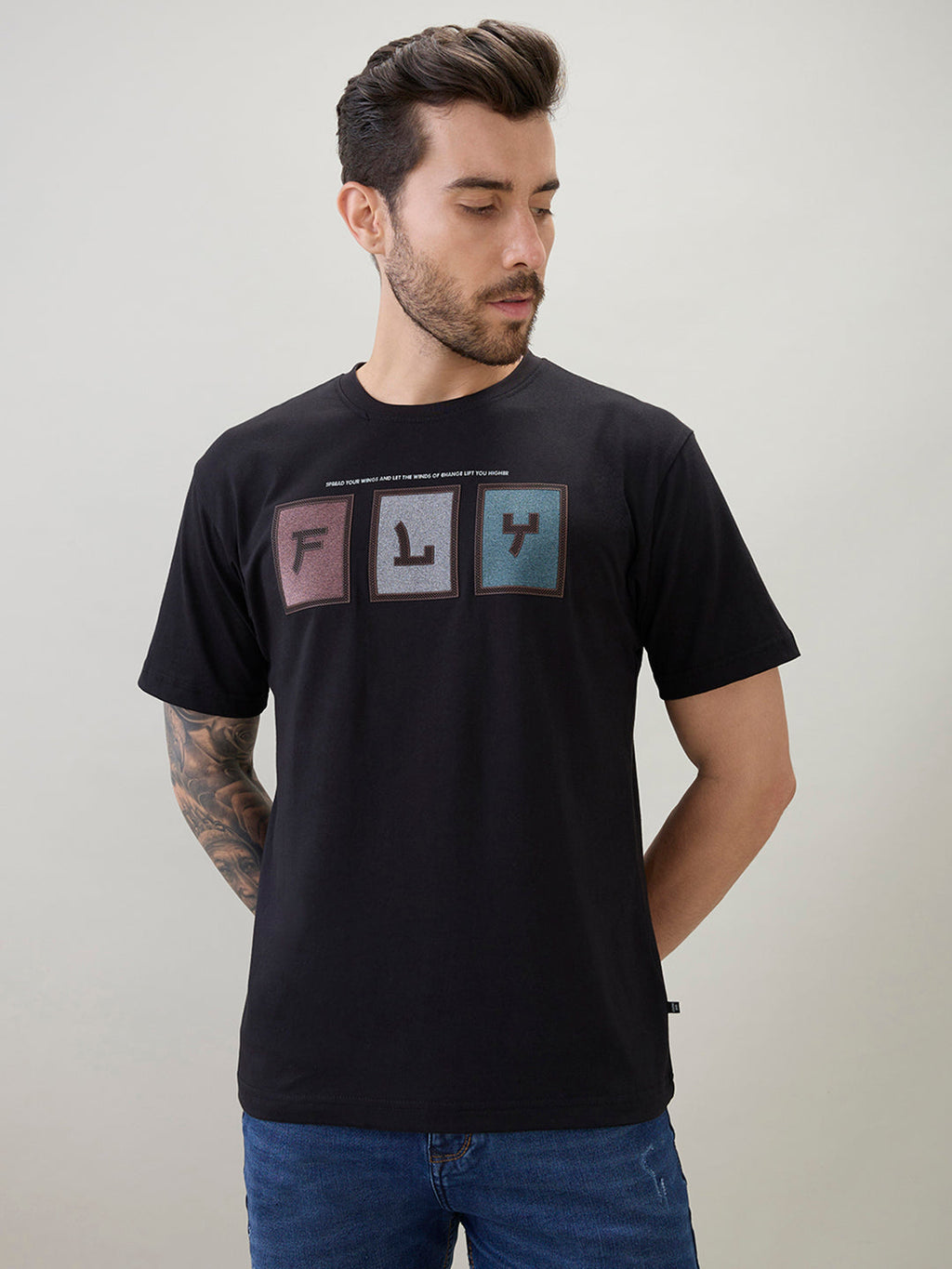 Men's Typography Chest Print Half Sleeves Regular Fit Polo T-Shirt