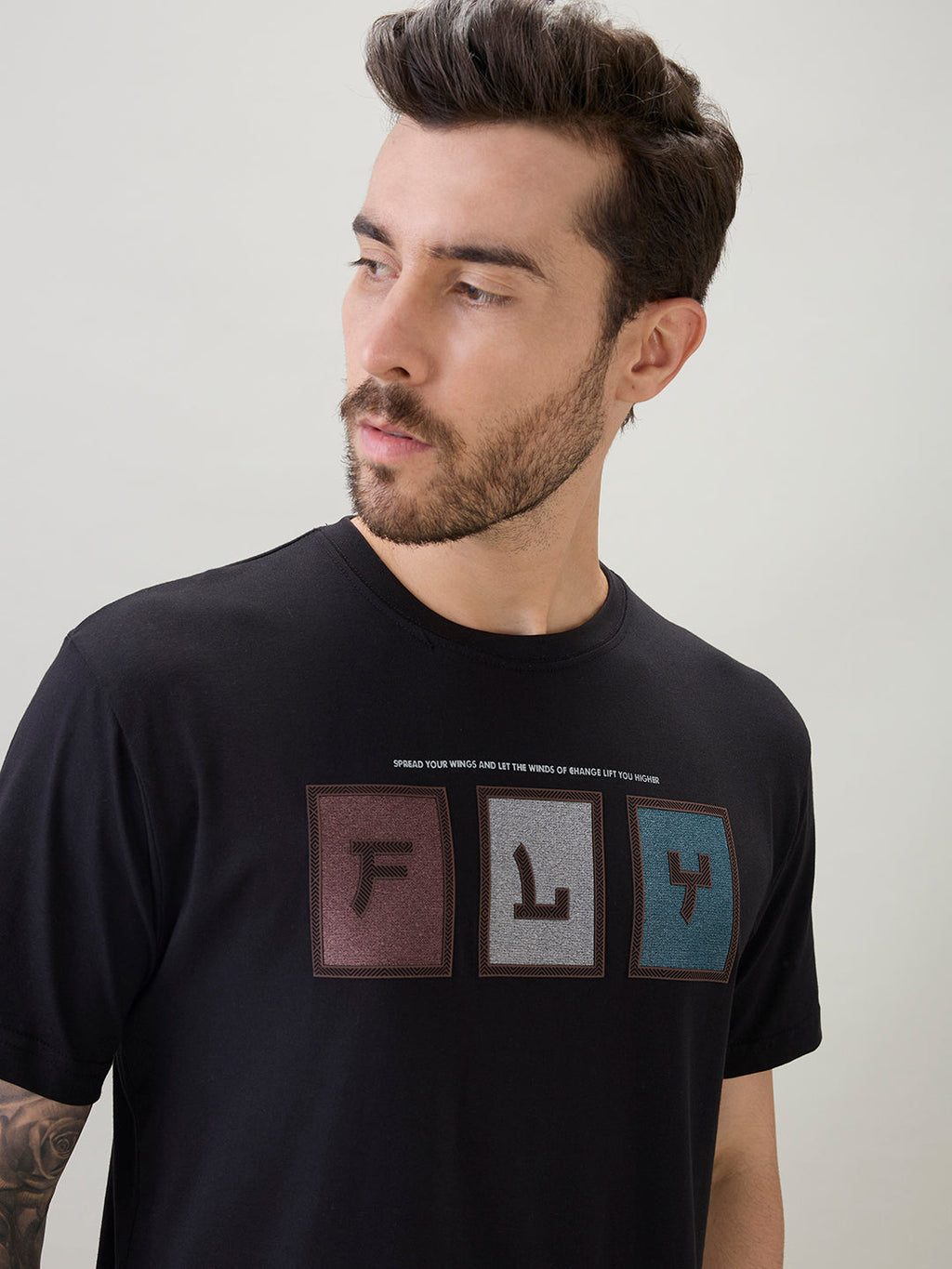 Men's Typography Chest Print Half Sleeves Regular Fit Polo T-Shirt