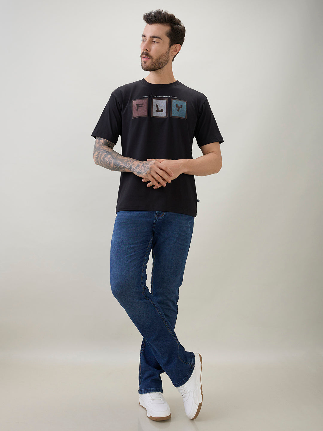 Men's Typography Chest Print Half Sleeves Regular Fit Polo T-Shirt