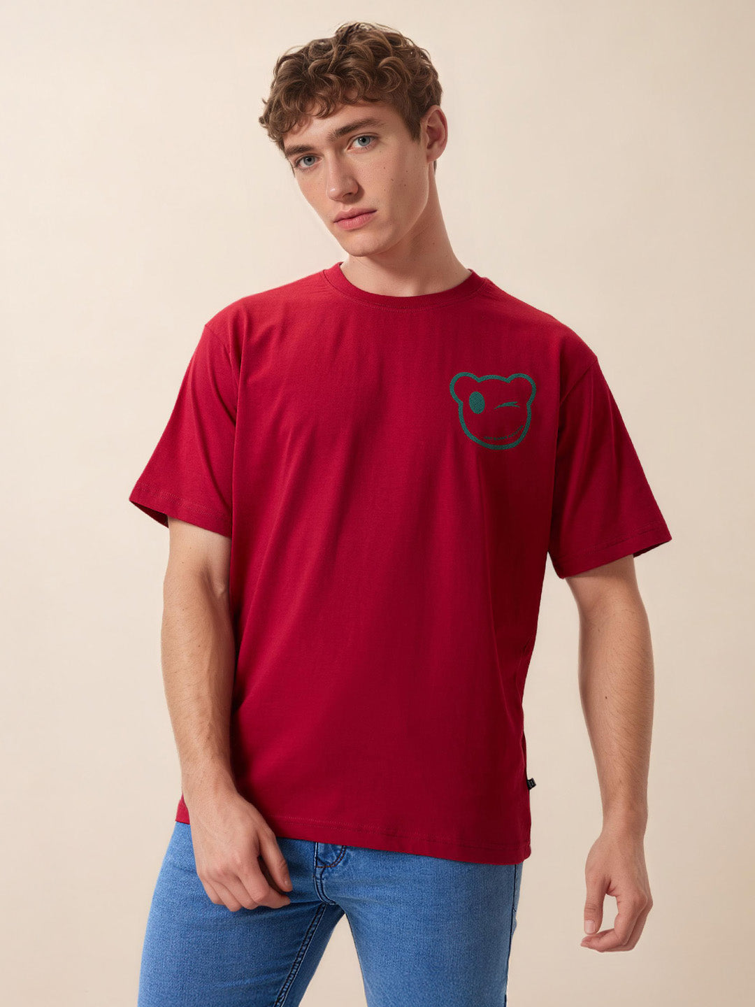 Status Quo Men's Printed Round Neck Half Sleeves Oversized T-shirt