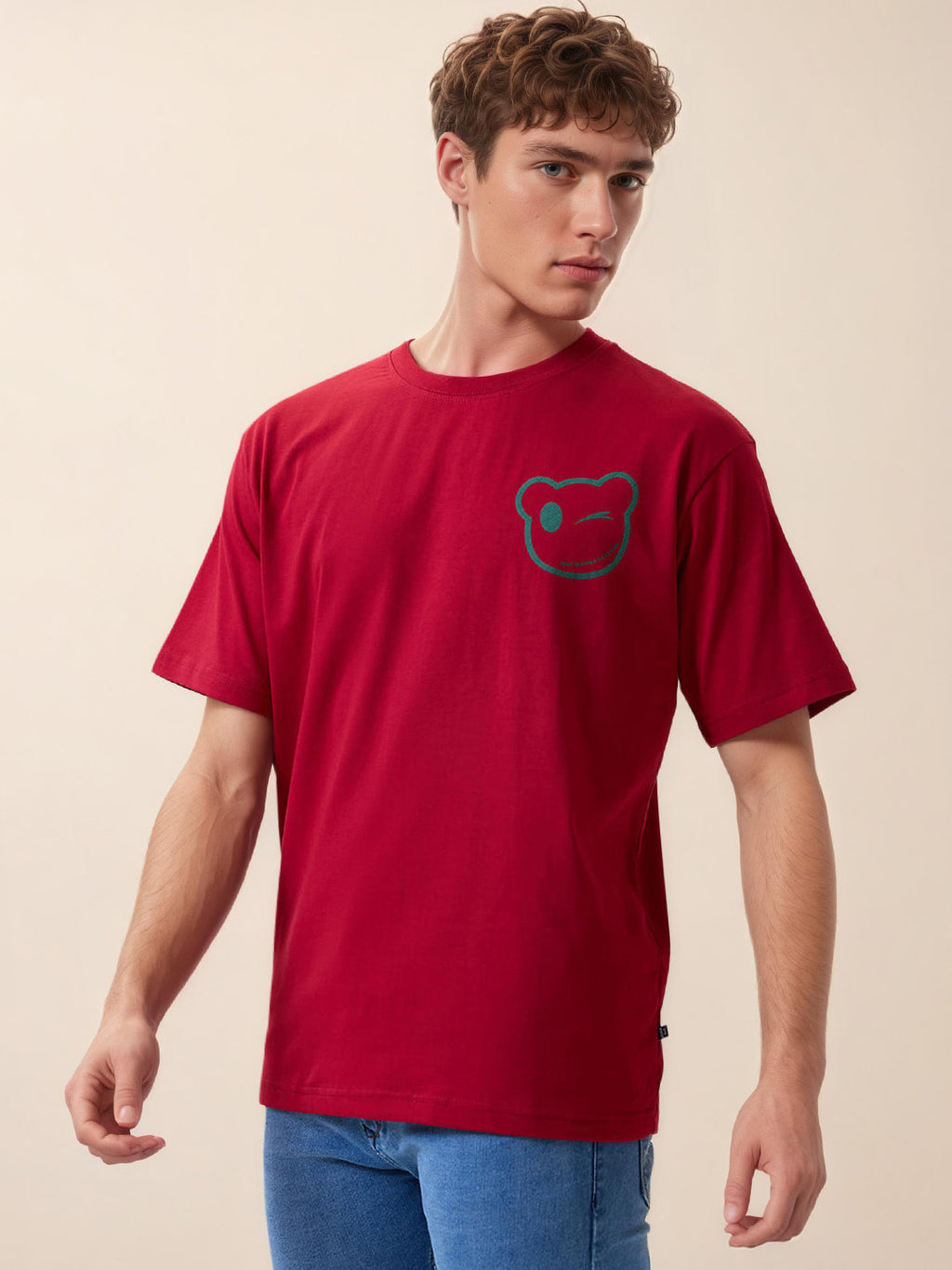 Status Quo Men's Printed Round Neck Half Sleeves Oversized T-shirt