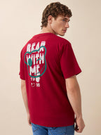 Status Quo Men's Printed Round Neck Half Sleeves Oversized T-shirt