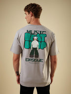 Mens Placement Graphic Printed Half Sleeves Oversized T-shirt