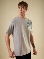 Mens Placement Graphic Printed Half Sleeves Oversized T-shirt