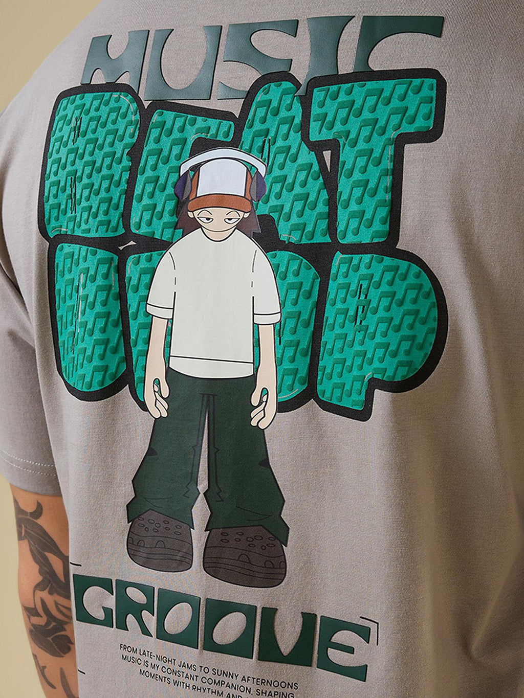 Mens Placement Graphic Printed Half Sleeves Oversized T-shirt