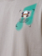 Mens Placement Graphic Printed Half Sleeves Oversized T-shirt