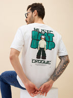 Men's Printed Round Neck Half Sleeves Oversized Tshirt