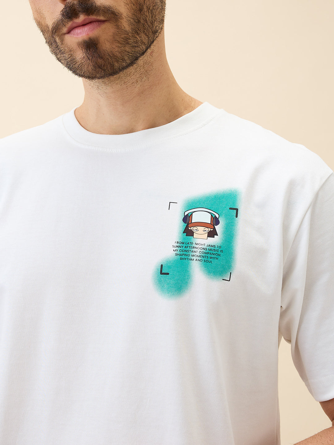 Men's Printed Round Neck Half Sleeves Oversized Tshirt